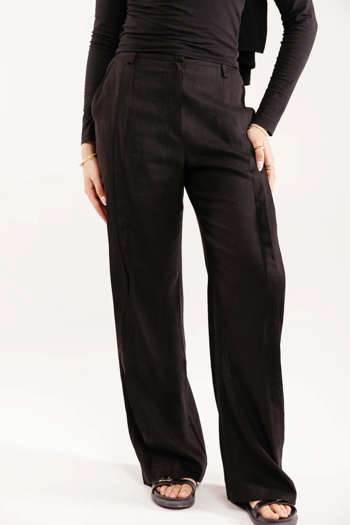 Drift lienen pants - Peach and mint
