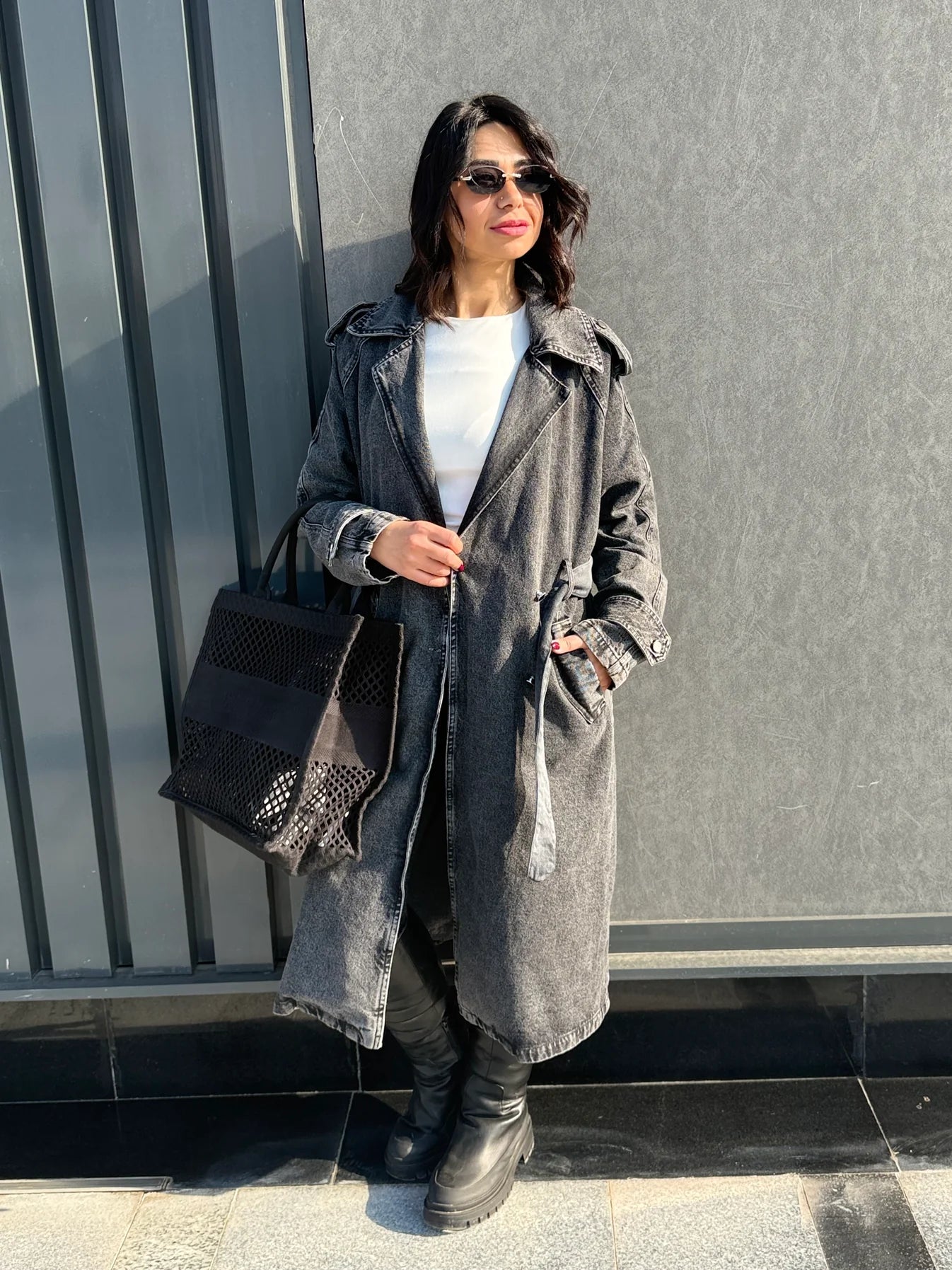 Denim trench coat - Jeno