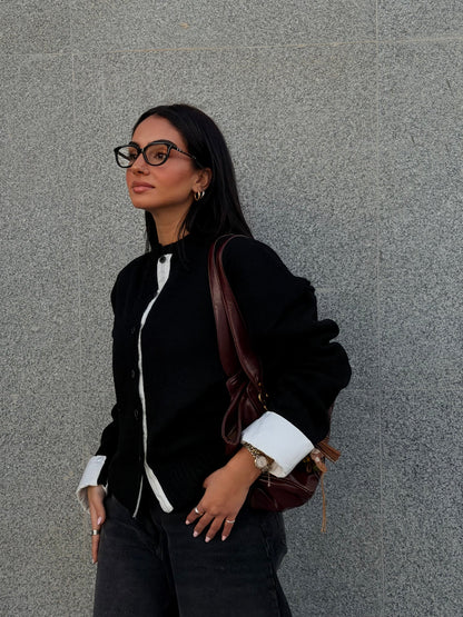 Sweater with constast poplin - ASCIA