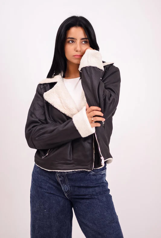 Teddy leather jacket - Jeno