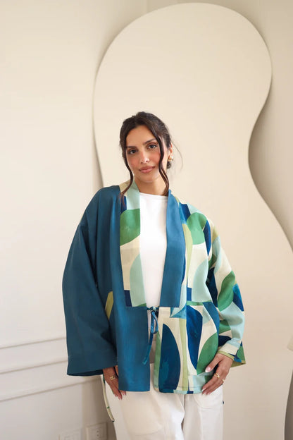 Printed linen kimono - Sirius