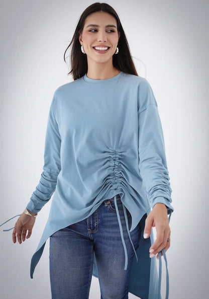 Crushed Asymmetric T-Shirt - Sara salama