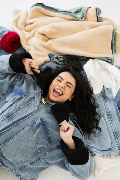 Oversized denim fur jacket - Traumen