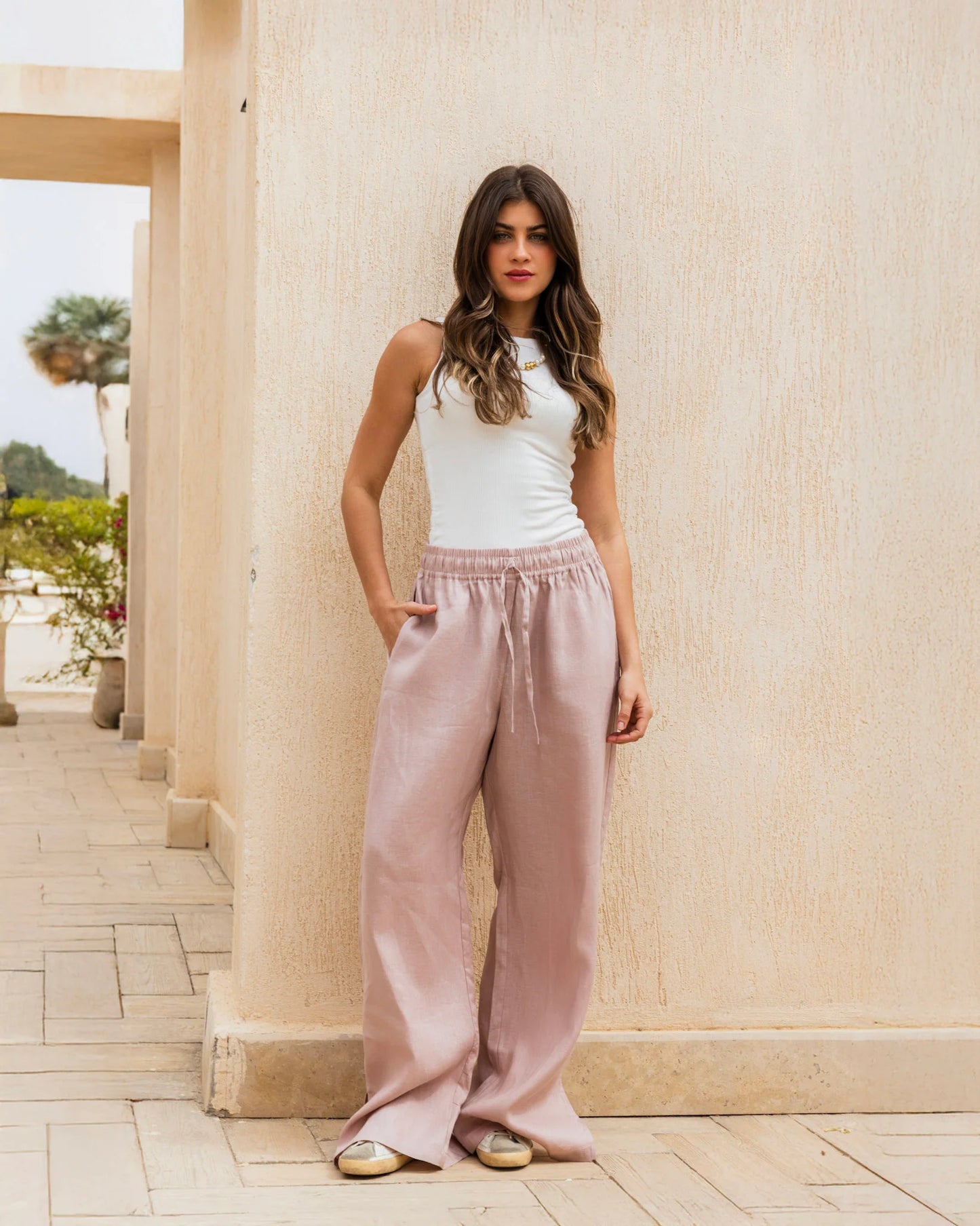Slit Linen Pants - Tamaa