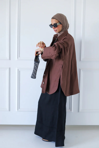 Big Slits Linen Shirt - Zeyylan