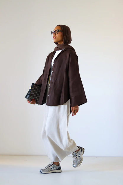 Rounded linen Shirt - Zeyylan