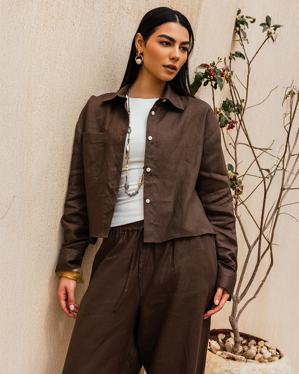 Cropped Linen Shirt - Tamaa