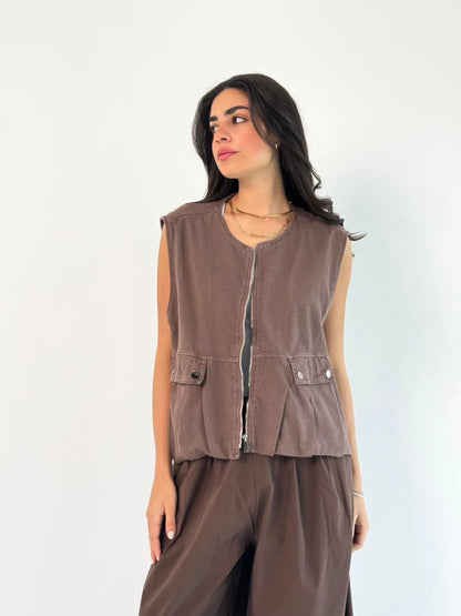 Oversized Cargo Zip Vest - Traumen