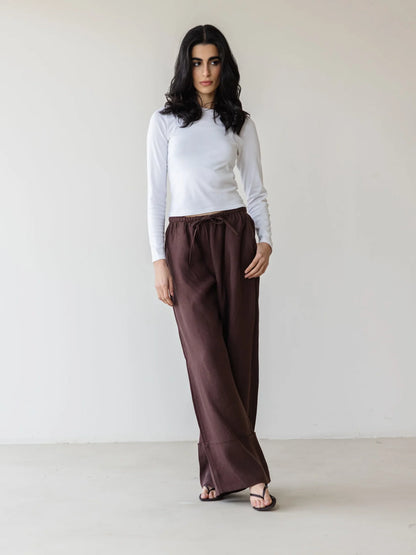 Turn-Up Linen Pants - ascia
