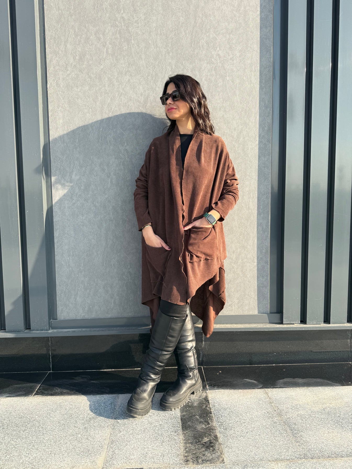 Asymmetrical knit cardigan - Jeno