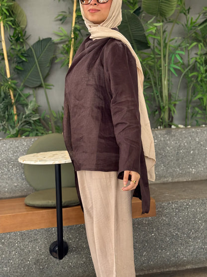 Shawl linen shirt - Dress in Samra