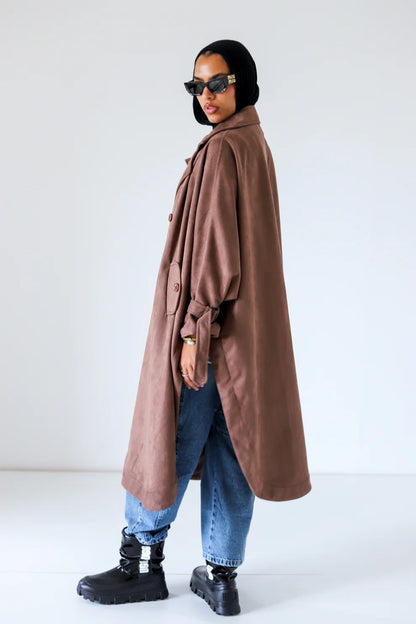 Open sided Suede Coat -zeyylan