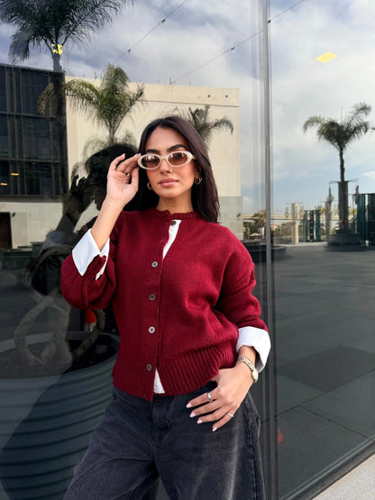 Sweater with constast poplin - ASCIA