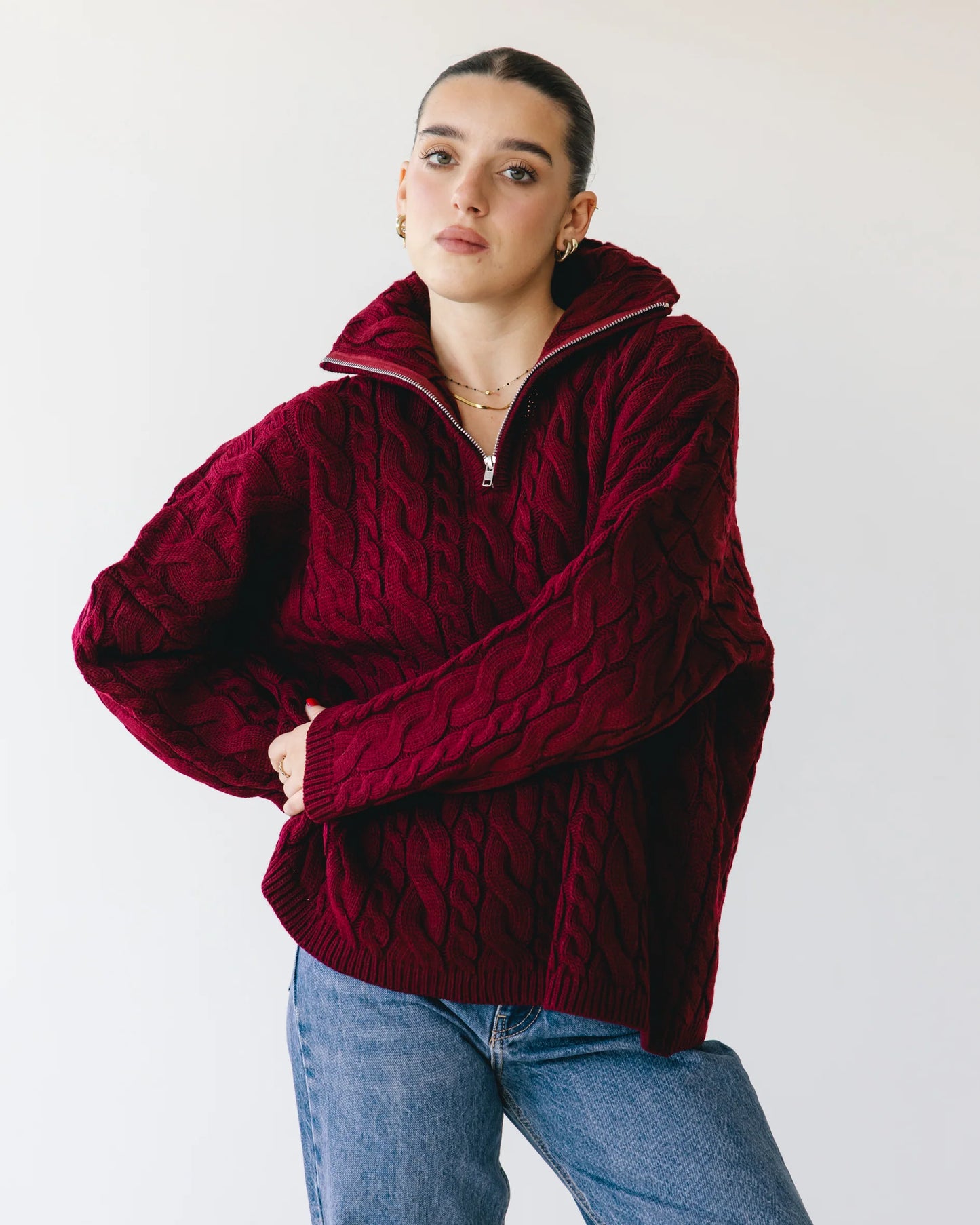 The Woven Zip Sweater - Ascia