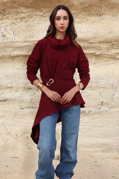 Asymmetric draped top - Sara salama