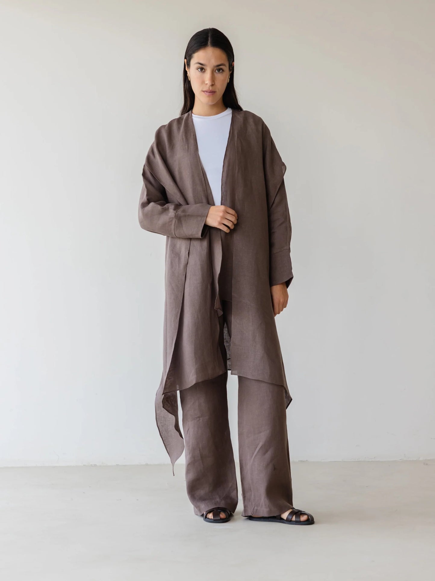 Asymmetric Linen Kimono - Ascia