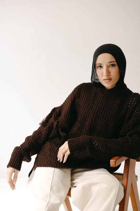 Fringed flow knit - Peach and mint