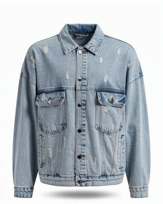 HBShop garment image: Cut Out Denim Jacket-Taj Sisters