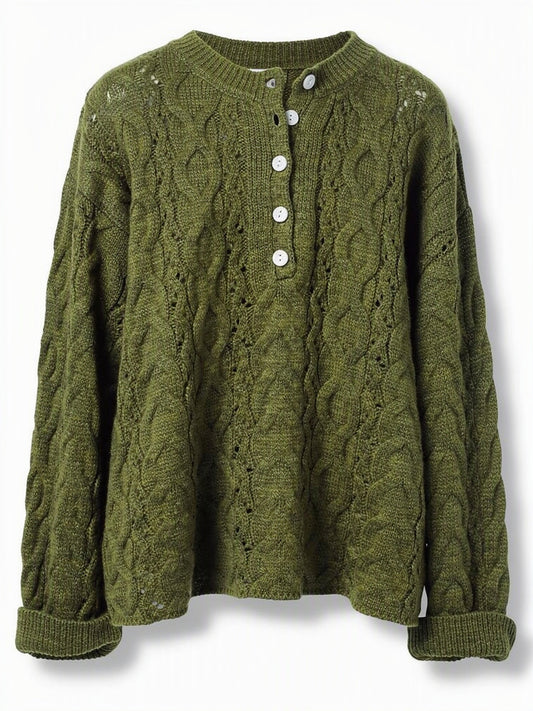 HBShop garment image: Sweet As You Knit Sweater - Amalia, Olive