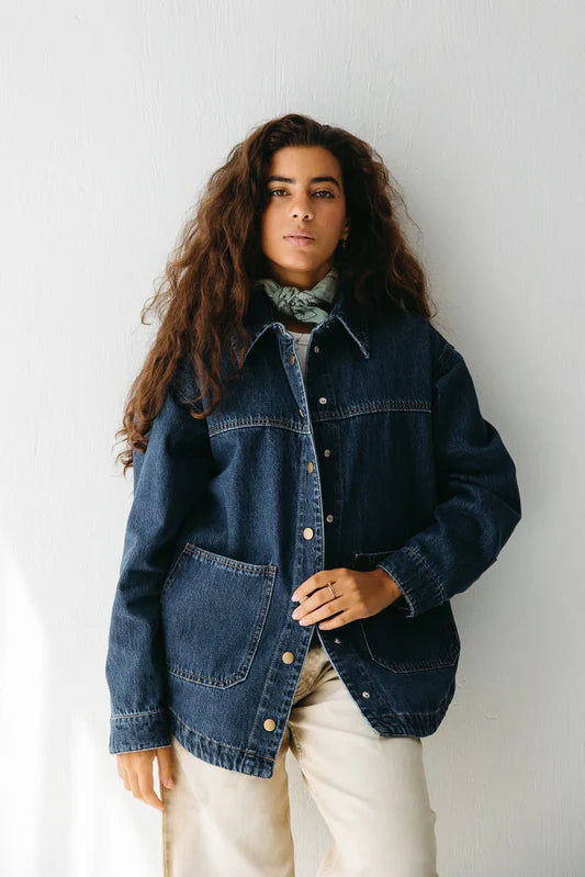 Origin denim jacket - Peach and mint