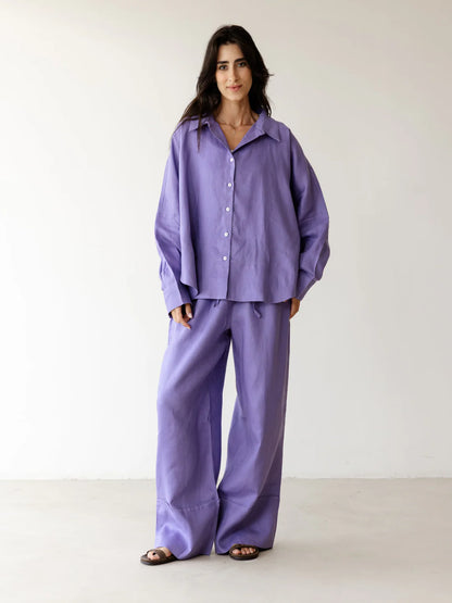 Turn up linen pants - ASCIA