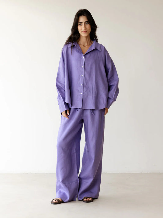 Turn up linen pants - ASCIA