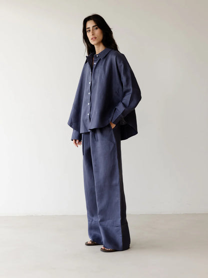 Turn up linen pants - ASCIA