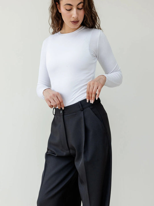 Trousers with double pleats - Ascia-S-Black