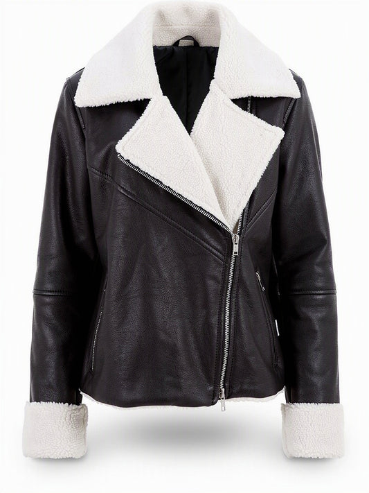 HBShop garment image: teddy leather jacket - Jeno, Black