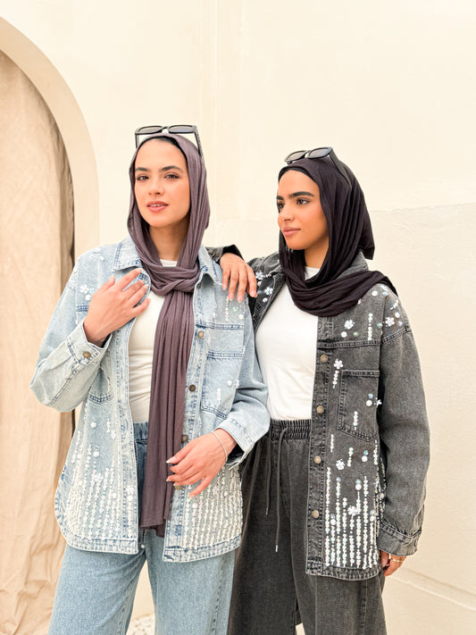 Flower studded denim jacket - Magazin