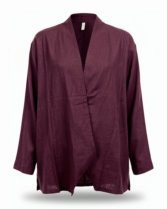HBShop garment image: Flowing linen wrap- Hernameis Jamila, wine red