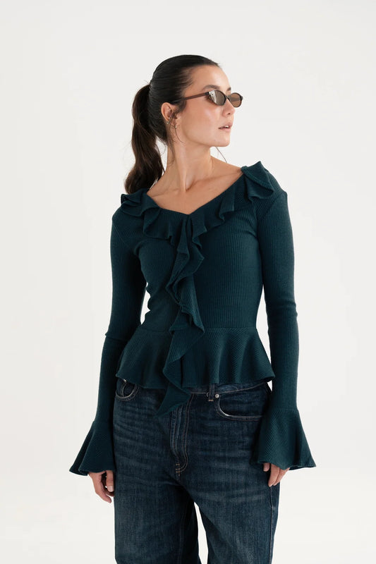 Ruffle Knit Top-Taj Sisters