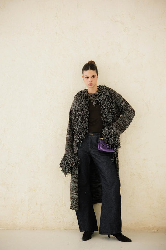 Earth-Tone Fringe cardigan-Taj Sisters
