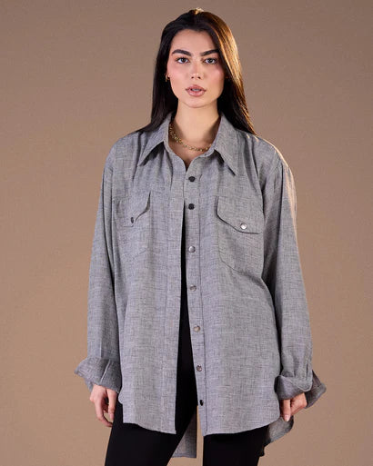 S26-CH23 Linin shirt with back slit - AED