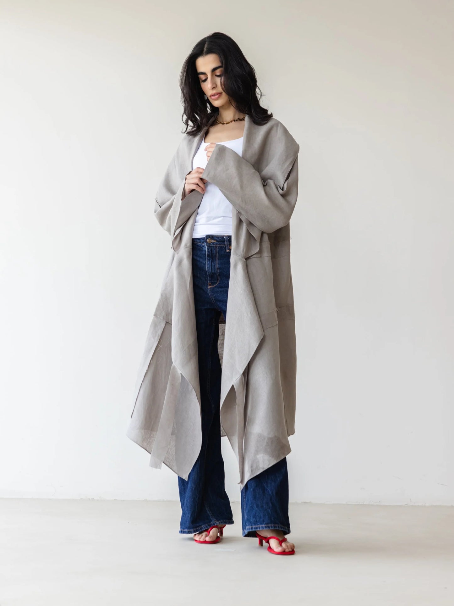 Strap Linen Kimono - ASCIA