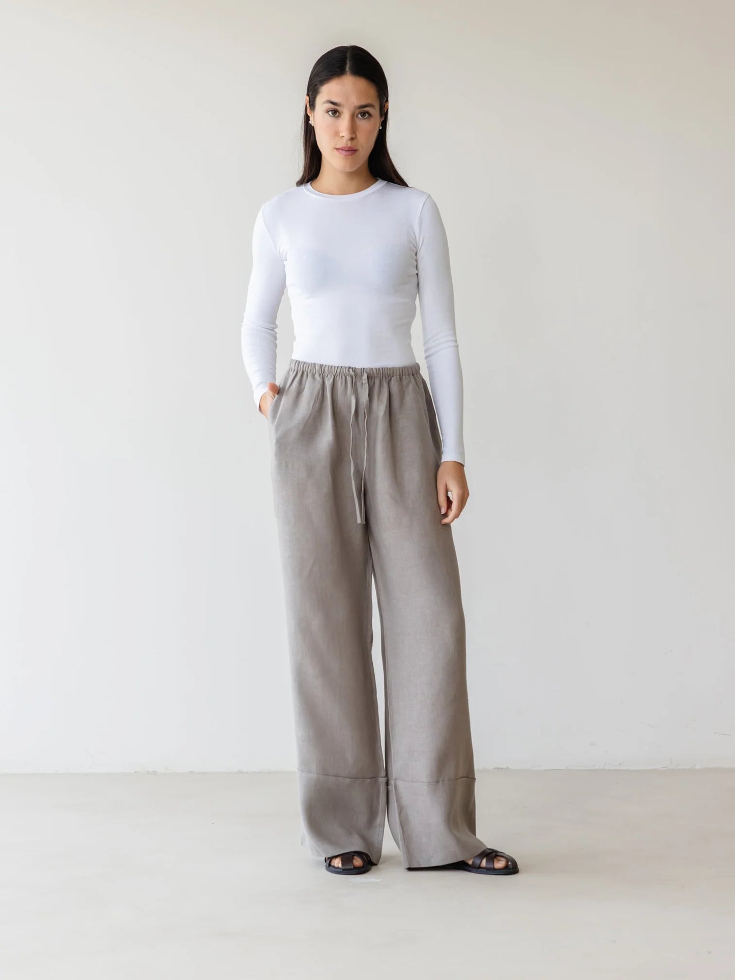 Turn-Up Linen Pants - ascia