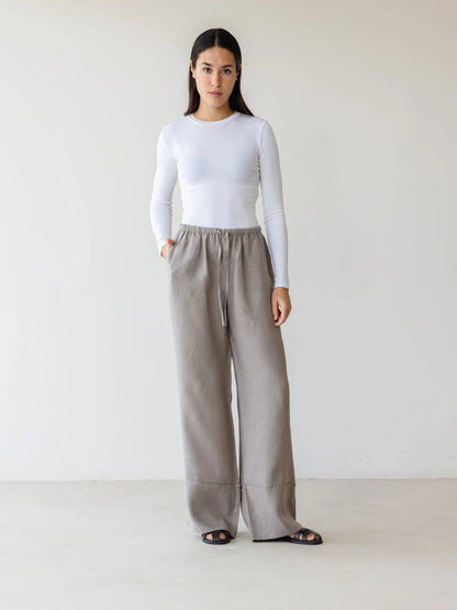 Turn-Up Linen Pants - ascia
