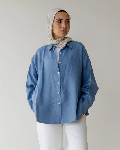 Rounded hem linen shirt - Ascia