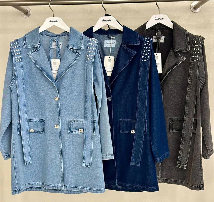 Studs denim jacket with belt - Magazin