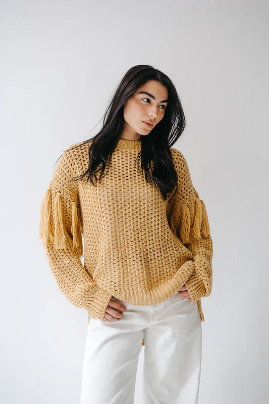 Fringed flow knit - Peach and mint