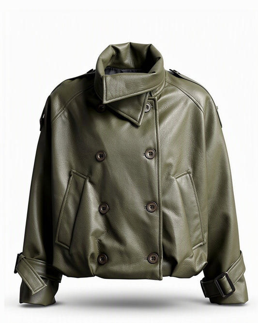 HBShop garment image: Instant Attraction Leather Jacket - Amalia, Olive