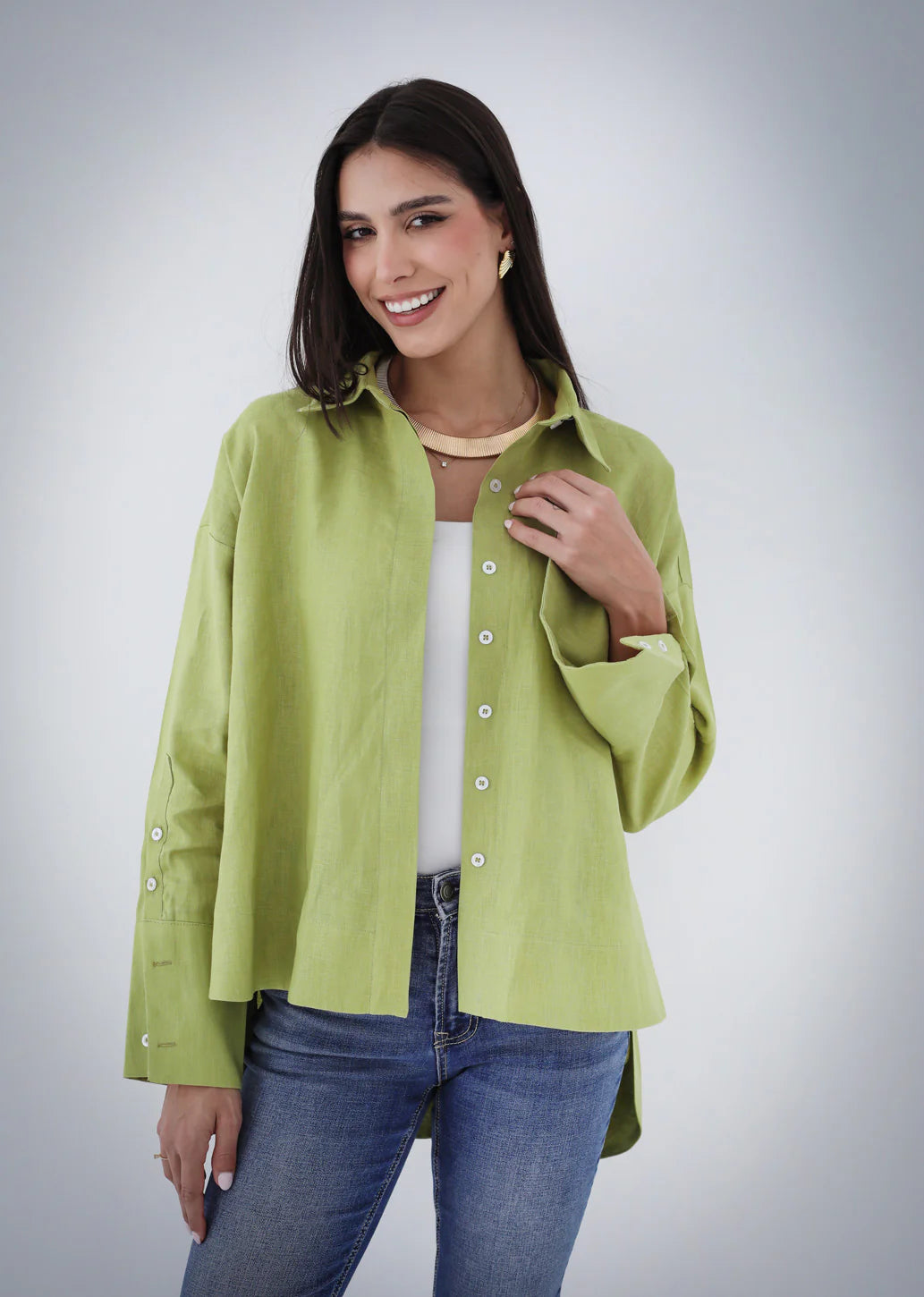 High-Low Linen Shirt - Sara salama