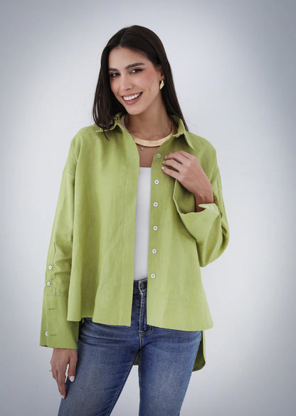 High-Low Linen Shirt - Sara salama