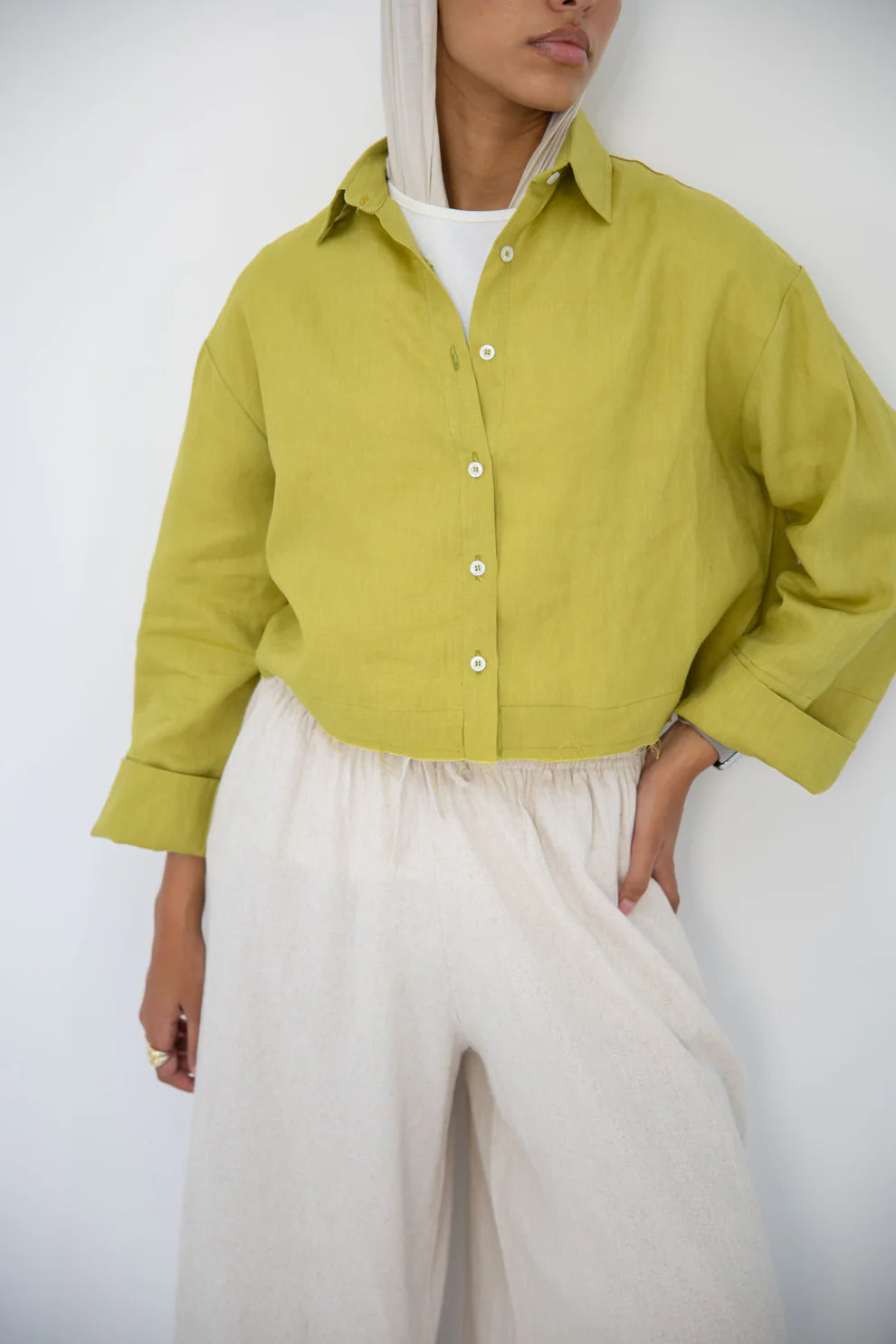 Cropped linen shirt - BA Fashion