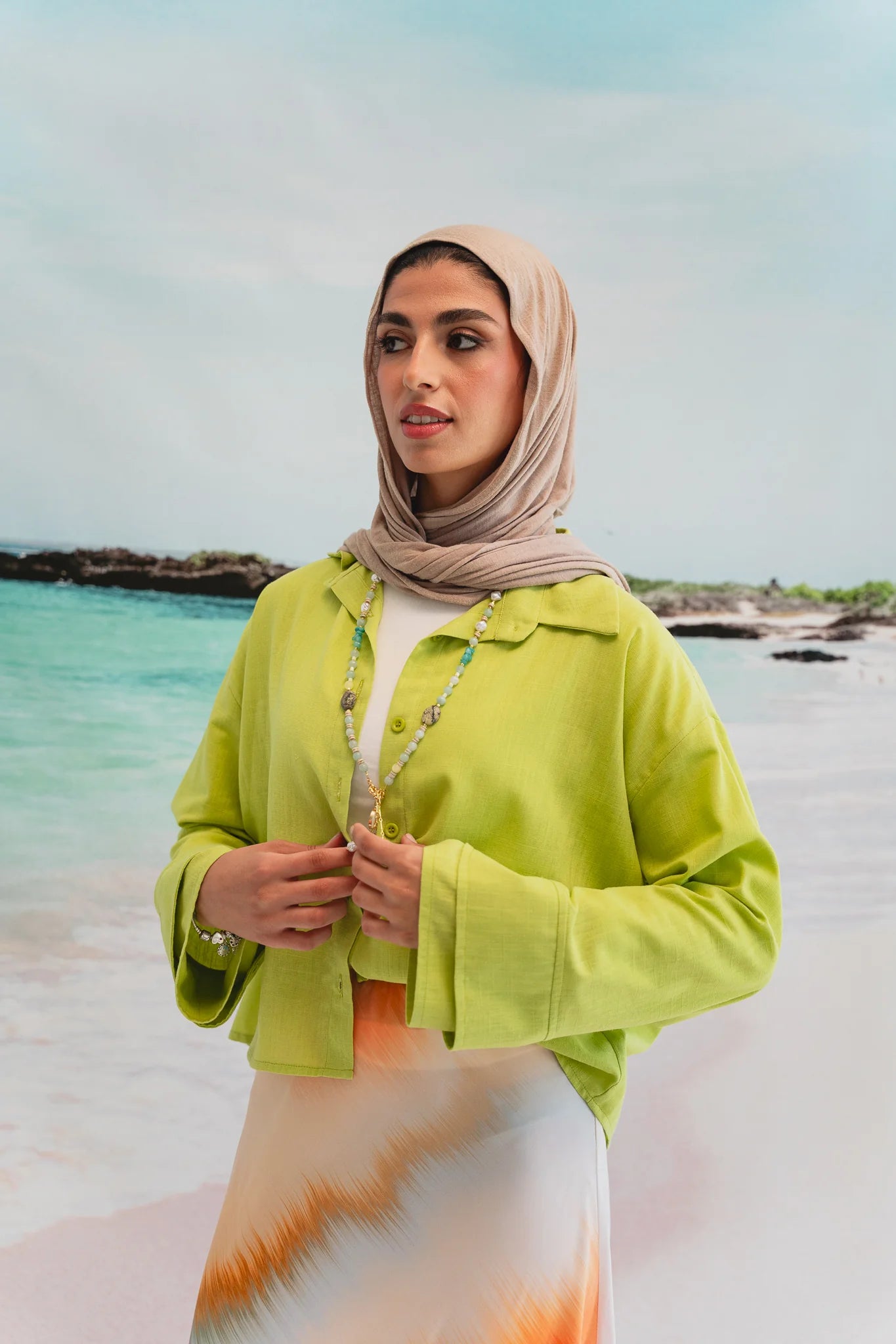 Pastel cropped linen shirt - Double anne