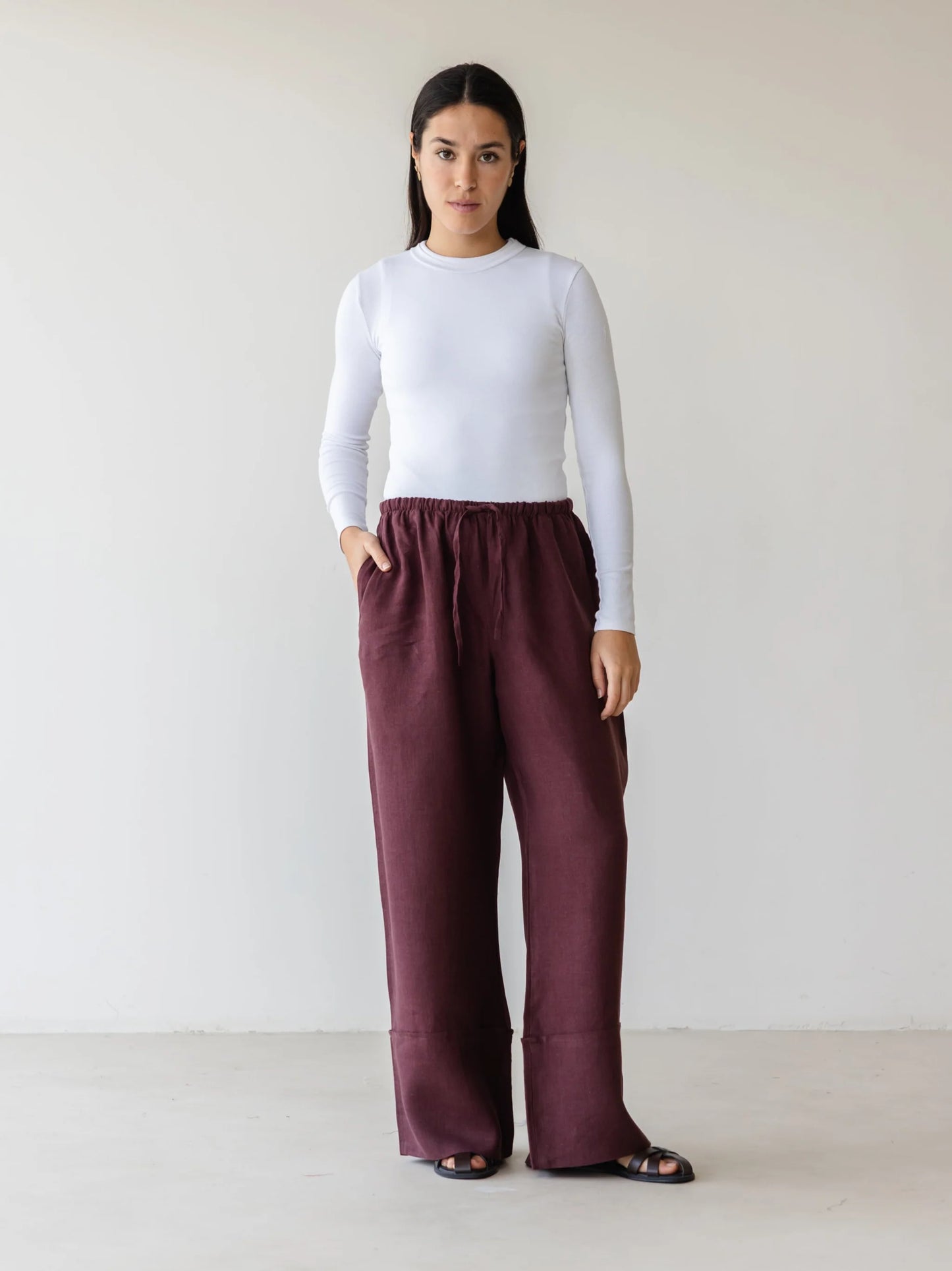 Turn-Up Linen Pants - ascia