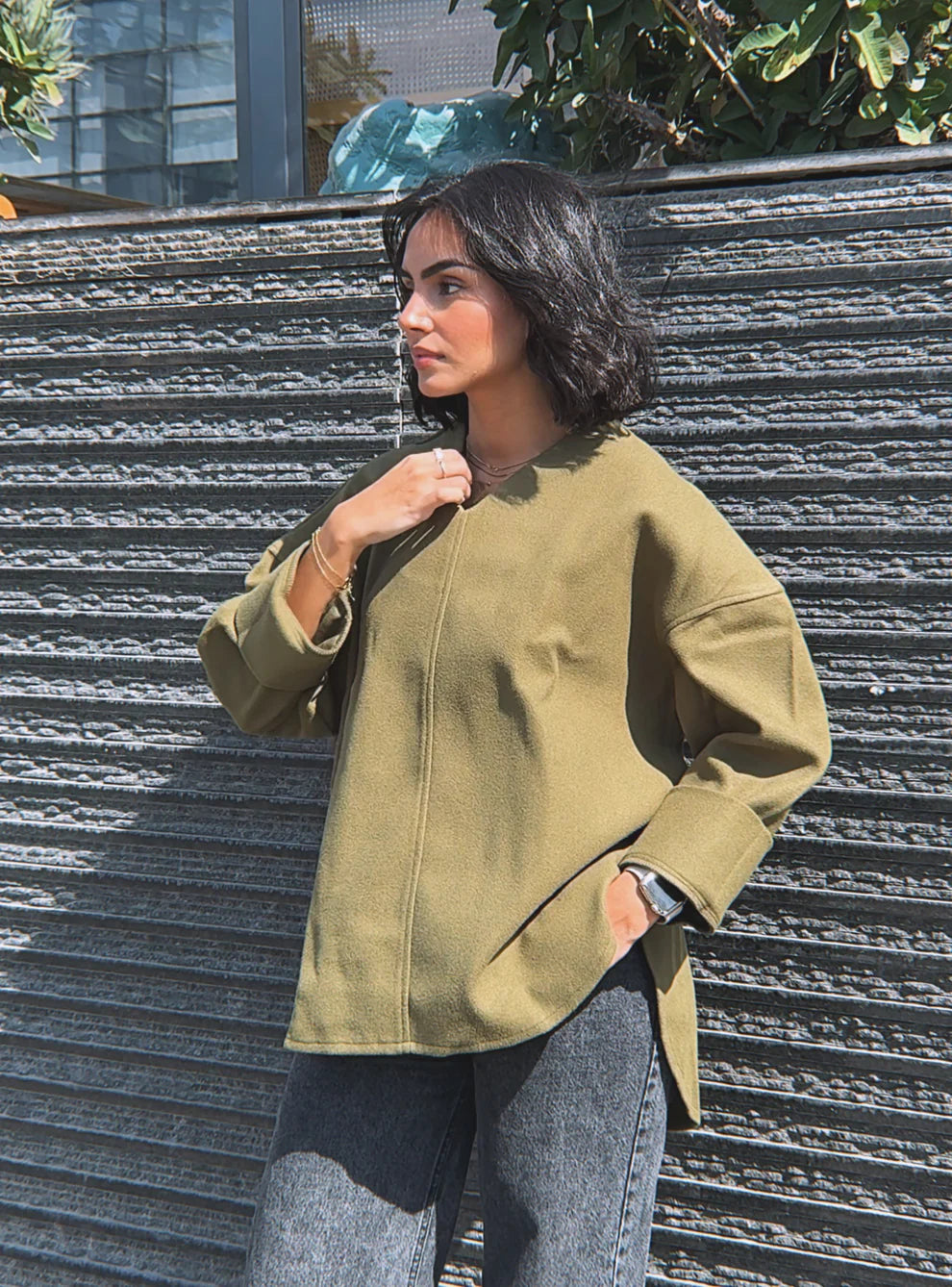 V neck wool top - Wajad