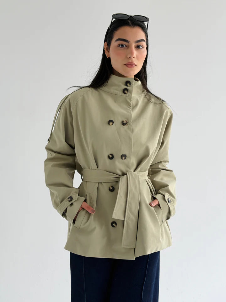 Gabradine short  trench coat - Chiffon