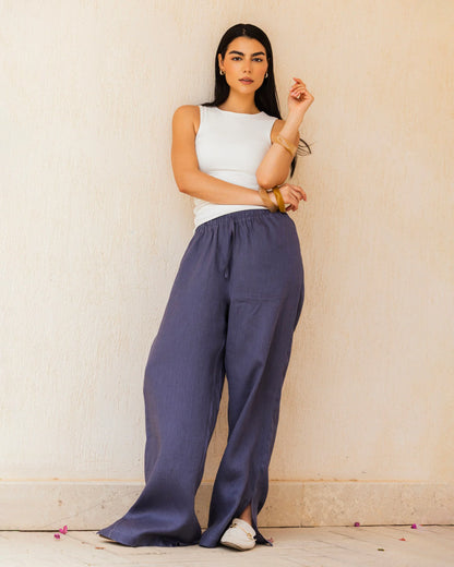Slit Linen Pants - Tamaa
