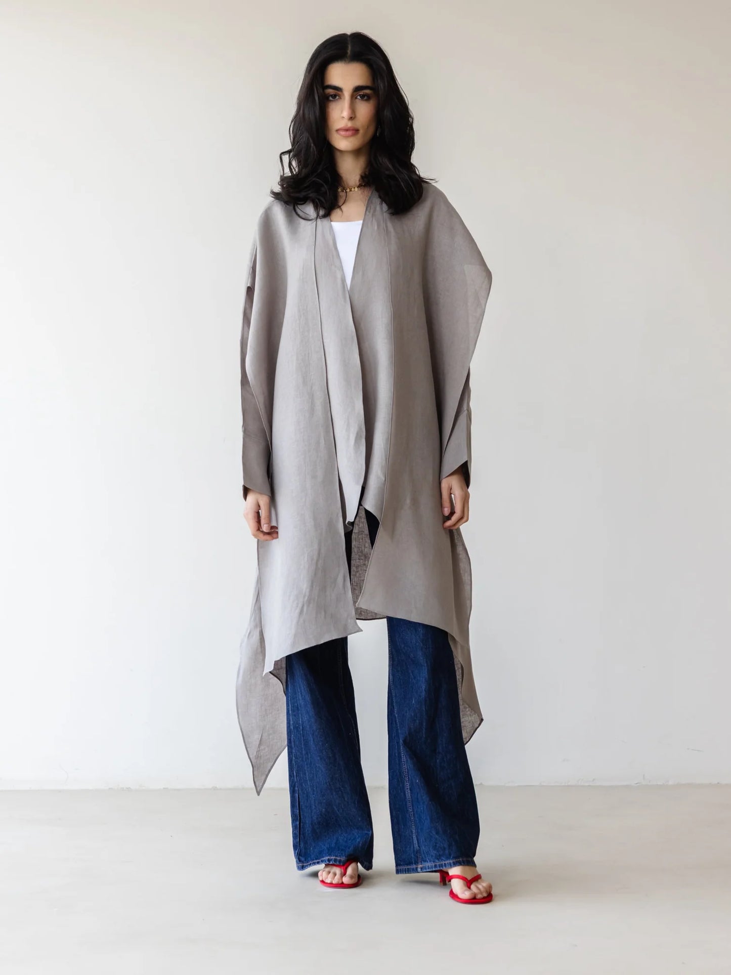 Asymmetric Linen Kimono - Ascia